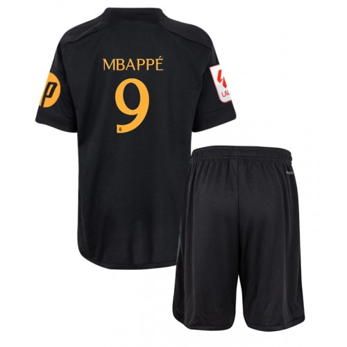 Dres Real Madrid Kylian Mbappe #9 Rezervni za djecu 2023-24 Kratak Rukav (+ kratke hlače)